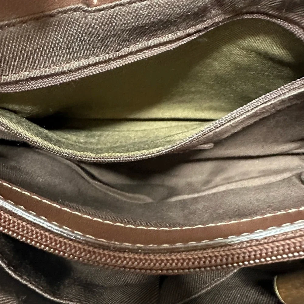 Fossil Purse Bamboo Handle Woven Fabric 3 pocket Handbag 11‎ x 4 x 8